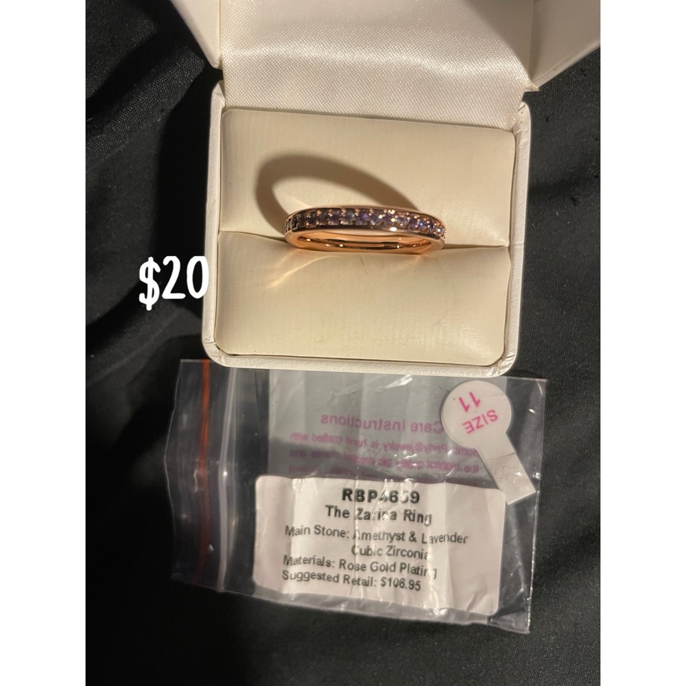 Rose Gold Lavender Cubic Zirconia Ring